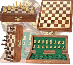 ボードゲーム 英語 アメリカ BKRAFT4U Handmade Wooden Rosewood Foldable Magnetic Chess Game Board wi
