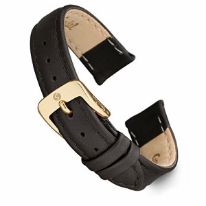 腕時計 シュパイデル アメリカ Speidel Genuine Leather Ladies Watch Band Black Brown White Stitched