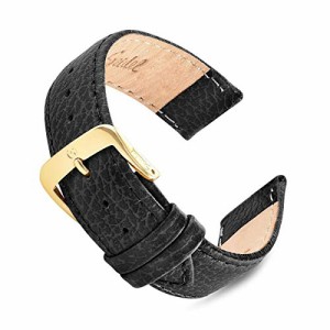腕時計 シュパイデル アメリカ Speidel Leather Watch Band Black Cowhide Stitched Replacement Strap 