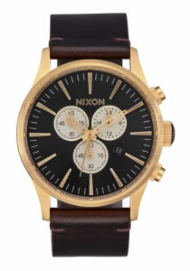 腕時計 ニクソン アメリカ NIXON Sentry Chrono Leather A405 - Gold/Indigo/Brown - Analog Chronograph 