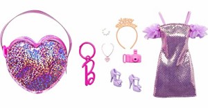 バービー バービー人形 Barbie Clothes, Deluxe Clip-On Bag with Birthday Outfit and Five Themed Access