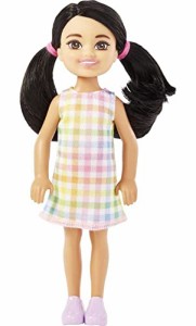 バービー バービー人形 Barbie Chelsea Doll, Small Doll with Black Hair in Pigtails & Brown Eyes Weari