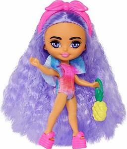 バービー バービー人形 Barbie Extra Mini Minis Travel Doll with Lavender Hair, Tie-Dye Swimsuit with 