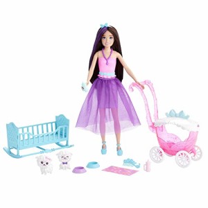 バービー バービー人形 Barbie Skipper Doll and Accessories, Fairytale Nurturing Set with 2 Lambs, Str