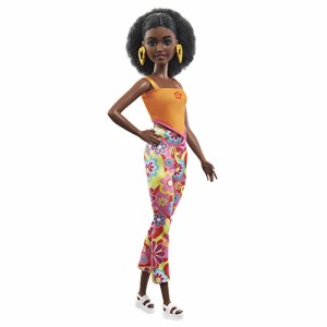 バービー バービー人形 Barbie Fashionistas Doll with Petite Frame, Curly Black Hair, Retro Floral Out