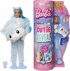 バービー バービー人形 Barbie Cutie Reveal Doll, Snowflake Sparkle Series Husky Plush Costume, 10 Sur