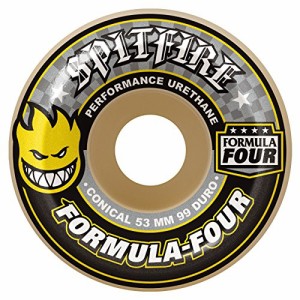 ウィール タイヤ スケボー Spitfire Formula Four Conical 99du 53mm Skateboard Wheel 53mm White/Yellow