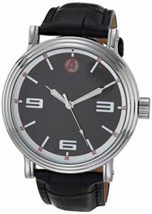 腕時計 マーベルコミック アメコミ Marvel Avengers Men's Silver Alloy Vintage Watch, Black Leathe