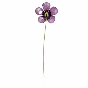 スワロフスキー クリスタル 置物 SWAROVSKI Hibiscus Single Flower, Purple and Yellow Crystals with