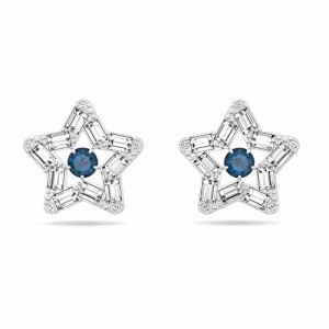 スワロフスキー アメリカ アクセサリー Swarovski Stella Stud Earrings, Star, Blue, Rhodium plat