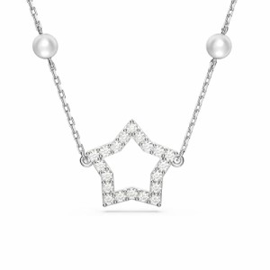スワロフスキー アメリカ アクセサリー Swarovski Stella necklace, Crystal pearls, Star, White, 