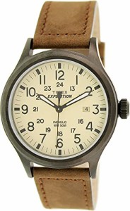 腕時計 タイメックス メンズ Timex Men's Expedition T49963 Brown Leather Analog Quartz Dress Watch
