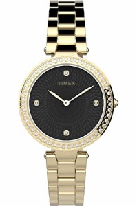 腕時計 タイメックス レディース Timex Womans | Adorn with Crystals | Black Dial | Gold Stainless 