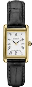 腕時計 セイコー レディース SEIKO Square Gold Black Leather Women's Watch SWR054