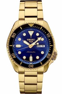 腕時計 セイコー メンズ SEIKO SRPK20,Men Sport,GMT,Mechanical,Automatic,Stainless,Gold Tone,Blue Dial