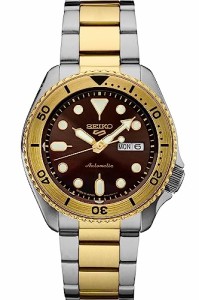 腕時計 セイコー メンズ SEIKO SRPK24,Men Sport,GMT,Mechanical,Automatic,Stainless,Two Tone,Brown Dial