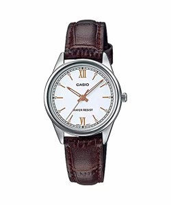 腕時計 カシオ レディース Casio LTP-V005L-7B3 Women's Standard Analog Brown Leather Band White Dial 