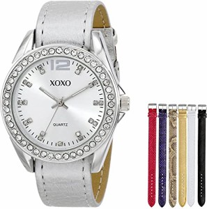 腕時計 クスクス キスキス XOXO Women's XO9062 Silver-Tone Watch with Interchangeable Bands