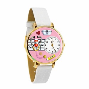 腕時計 気まぐれなかわいい プレゼント Whimsical Gifts Women's Nurse Pink 3D Watch | Gold Finis