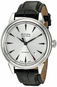 腕時計 ブローバ メンズ Bulova Men's 'Gemini' Swiss Automatic Stainless Steel and Black Leather Casua