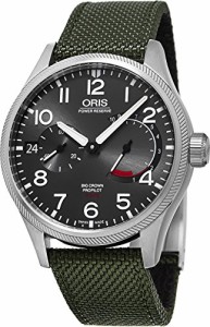 腕時計 オリス メンズ Oris Big Crown ProPilot 10 Days Power Reserve Mens Grey Face Green Fabric Strap 