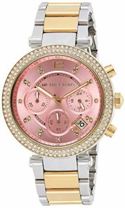 腕時計 マイケルコース レディース Michael Kors Parker Pink Dial Two Tone SS Quartz Chrono Ladies