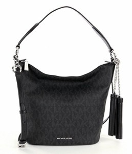 マイケルコース アメリカ 直輸入 Michael Kors Elana Black Medium MK Signature Shoulder Bag