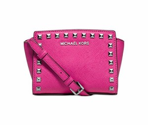 Michael Kors Mini Colorblock Selma Saffiano Messenger Raspberry