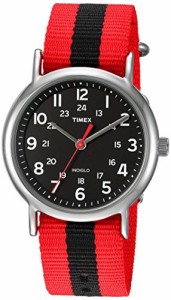 腕時計 タイメックス メンズ Timex Unisex TWC030800 Weekender 38mm Red/Black Stripe Nylon Slip-Thru 