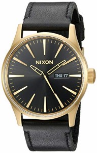 腕時計 ニクソン アメリカ Nixon Sentry Leather A105513-00. Gold and Black Men’s Watch (42mm Gold/B