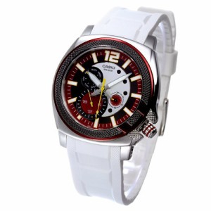 腕時計 カシオ メンズ Casio Men's MTP1316B-4A1V White Resin Quartz Watch with Red Dial