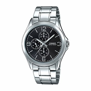 腕時計 カシオ メンズ Casio MTP-V301D-1A Black Dial Stainless Steel Watch - Multi Dials