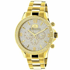 腕時計 ラックスマン メンズ LUXURMAN Liberty Mens Diamond Watch for Sale 0.2ct Yellow Gold Plated