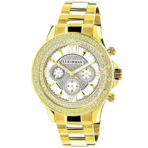 腕時計 ラックスマン メンズ LUXURMAN Yellow Gold Tone Mens Diamond Watch 0.2ct