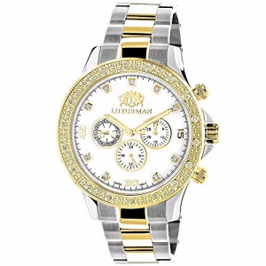 腕時計 ラックスマン メンズ LUXURMAN Mens Real Diamond Watches: 18k Yellow White Gold Plated Swiss 