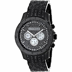 腕時計 ラックスマン メンズ LUXURMAN Fully Iced Out Large Mens Black Diamond Watch 1.5ct