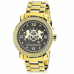 腕時計 ラックスマン メンズ LUXURMAN Phantom Mens Diamond Watch Yello Gold Plated with Black MOP 0.