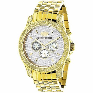 腕時計 ラックスマン メンズ LUXURMAN Mens Diamond Watch 0.5ct Yellow Gold Plated