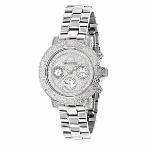 腕時計 ラックスマン レディース LUXURMAN Women's Real Diamond Watch with Iced Out Dial and Metal 