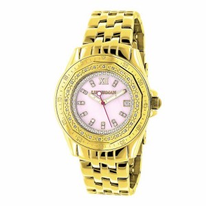 腕時計 ラックスマン レディース LUXURMAN Yellow Gold Plated Ladies Diamond Pink MOP Watch 0.25ct