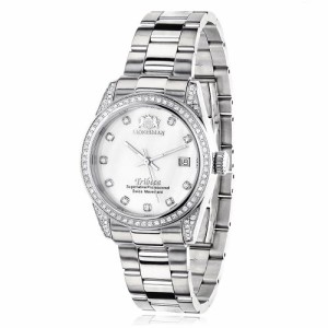 腕時計 ラックスマン レディース LUXURMAN Womens Diamond Watch Stainless Steel White MOP Tribeca 1