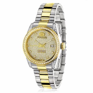 腕時計 ラックスマン レディース LUXURMAN Womens White Yellow Gold PLTD Diamond Watch Two Tone Tri