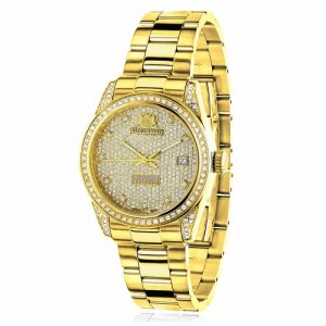 腕時計 ラックスマン レディース LUXURMAN Iced Out Ladies Diamond Yellow Gold Plated Watch 1.5ct T