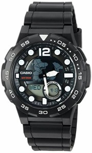 腕時計 カシオ メンズ Casio Men's '3D Dial' Quartz Resin Watch, Color:Black (Model: AEQ100W-1AV)