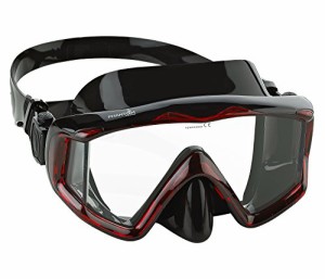 シュノーケリング マリンスポーツ Phantom Aquatics Panoramic Scuba Snorkeling Dive Mask, Black/Re