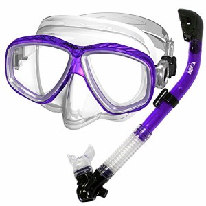 シュノーケリング マリンスポーツ Promate Snorkeling Scuba Dive Dry Snorkel Purge Mask Gear Set, 