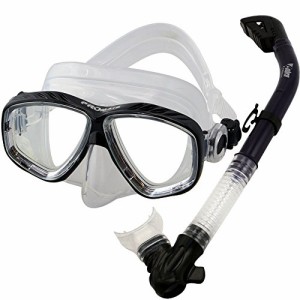 シュノーケリング マリンスポーツ Promate Snorkel Mask Set for Snorkeling Scuba Diving, Black