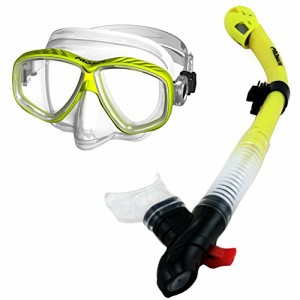 シュノーケリング マリンスポーツ 285890-Yellow, Snorkeling Purge Mask and Dry Snorkel Combo Set