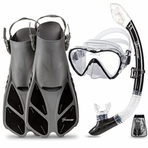 シュノーケリング マリンスポーツ Seavenger Diving Dry Top Snorkel Set with Trek Fin, Single Lens