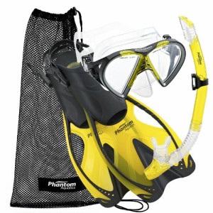 シュノーケリング マリンスポーツ Phantom Aquatics Adult Mask Fin Snorkel Set with Mesh Bag, Yell